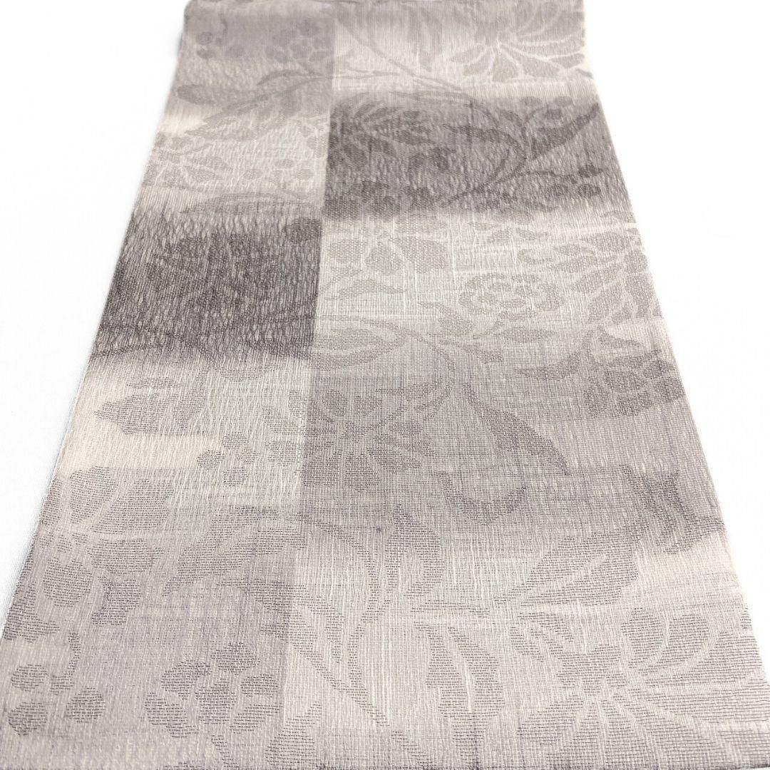 袋帯 よろけ織り 市松模様 唐花模様 モノトーン 着物 052a p - メルカリ 