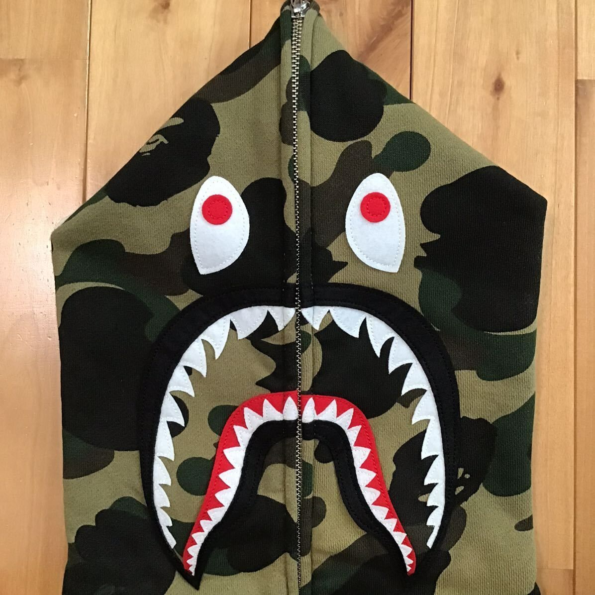 1st camo green シャーク パーカー Sサイズ shark full zip hoodie a bathing ape BAPE エイプ ベイプ アベイシングエイプ 迷彩