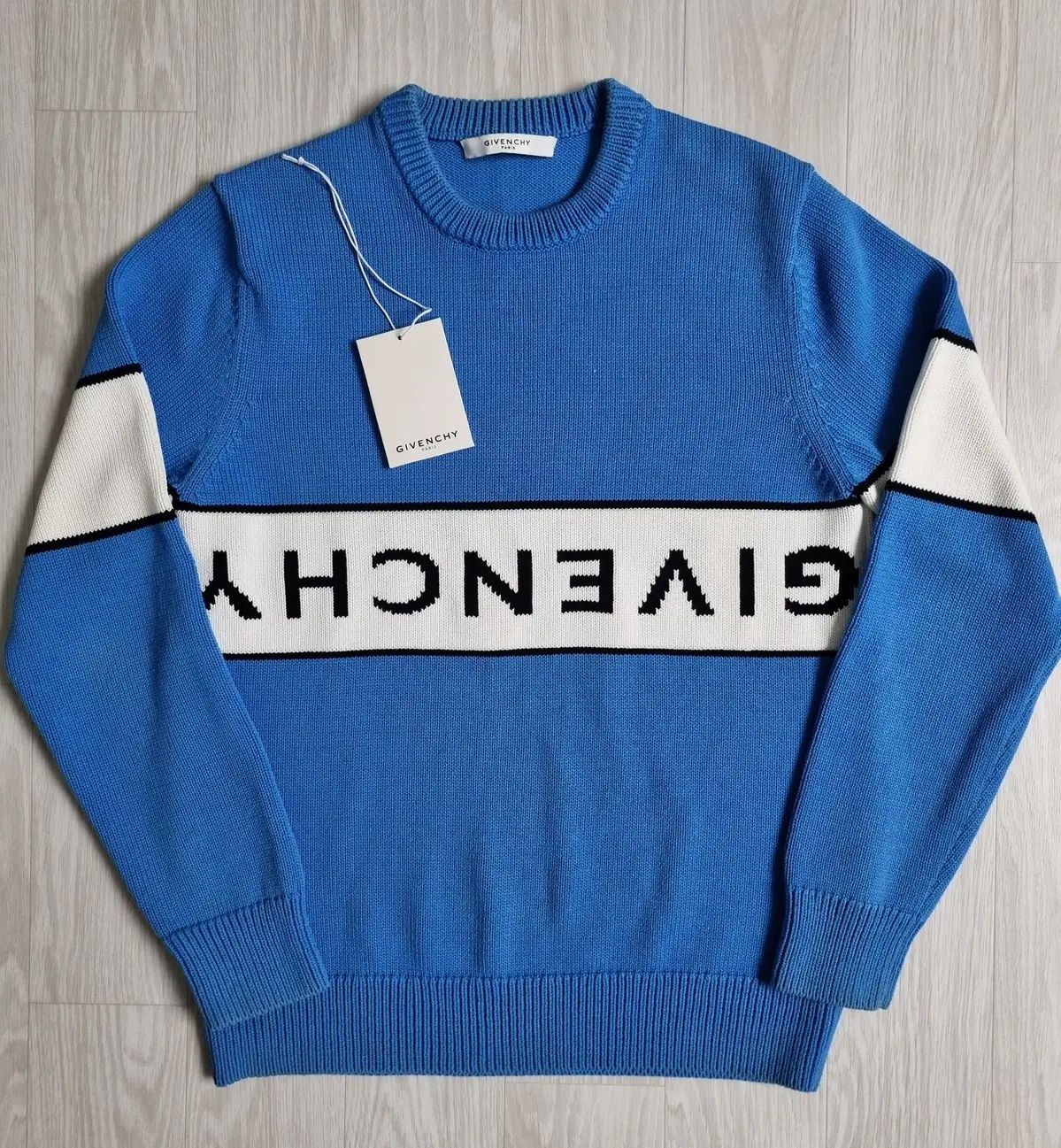 Givenchy ジバンシィ ロゴ ラウンド ネック ニット セーター 青 m サイズ