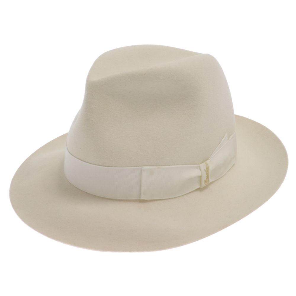Borsalino (ボルサリーノ) ラビットウール 中折れハット 帽子 ホワイト