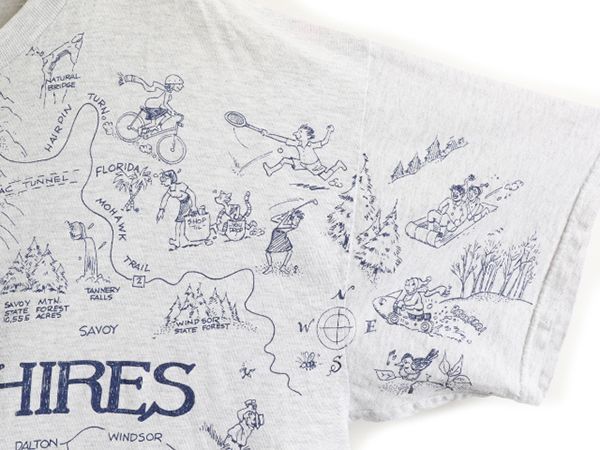 90s 地図 オールオーバー プリント Tシャツ XL 灰 アート 総柄 当時物メンズ