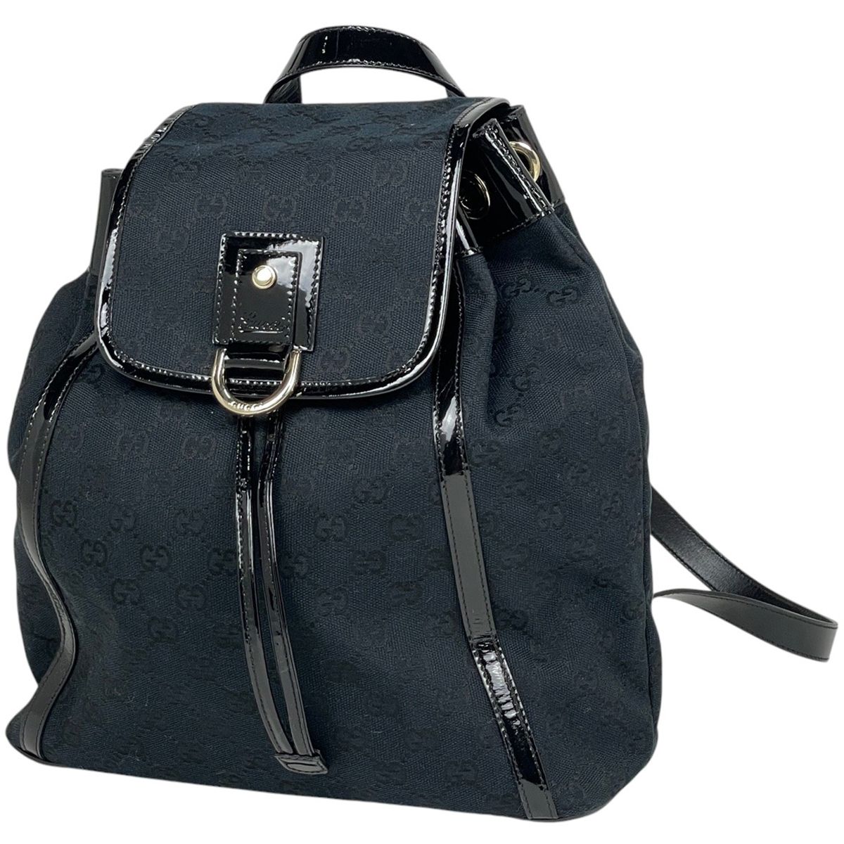 グッチ GUCCI GG柄 リュックサック バックパック デイバッグ エナメル リュック GGキャンバス ブラック 141642 レディース