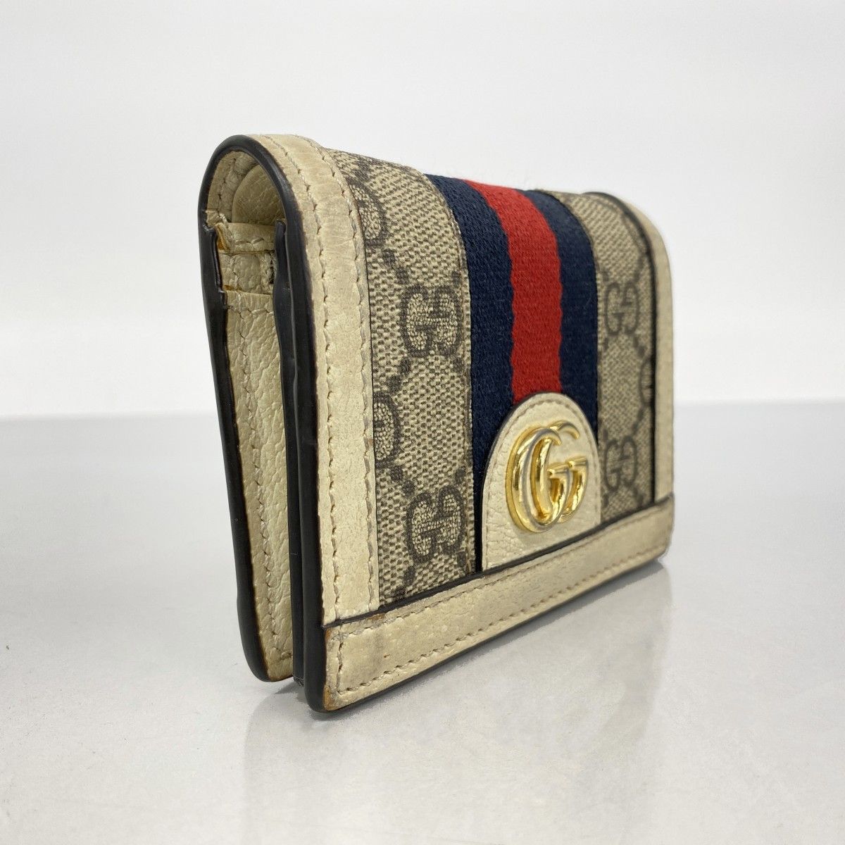 5id5205 グッチ 財布 オフィディア 523155 PVC レザー ブラウン ゴールド金具 レディース