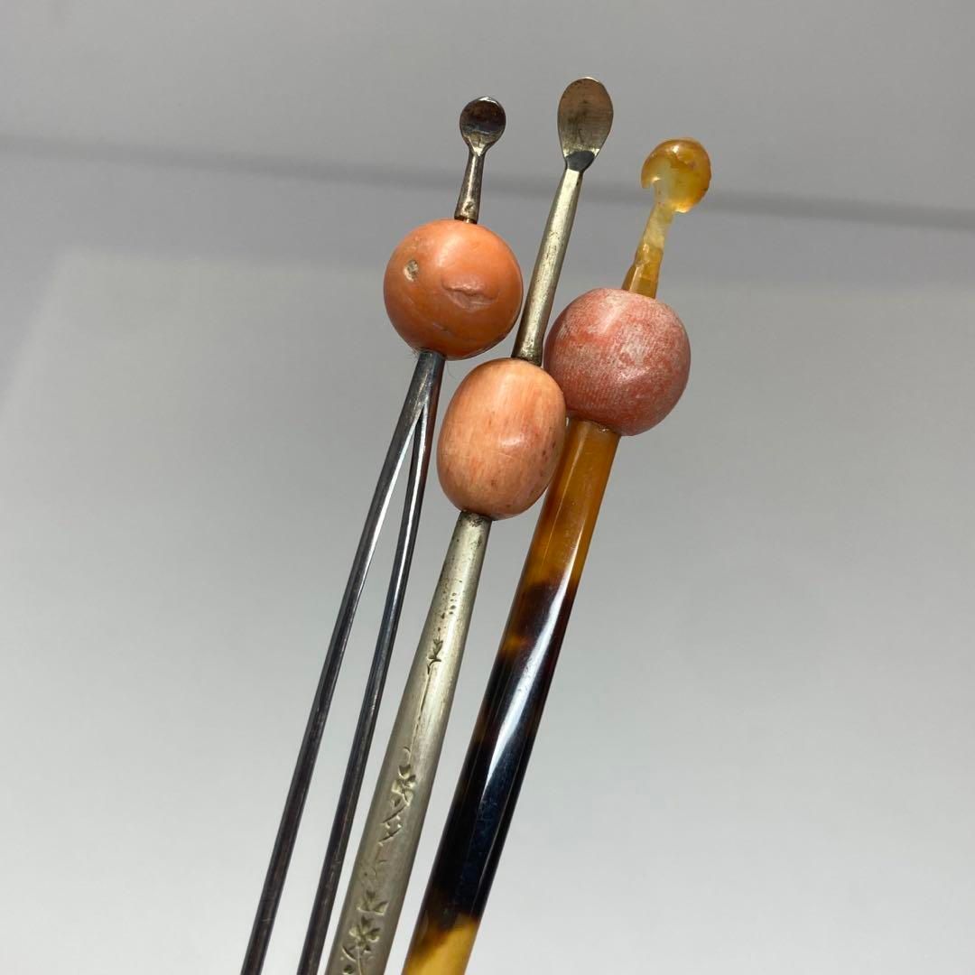 本赤珊瑚 簪3本