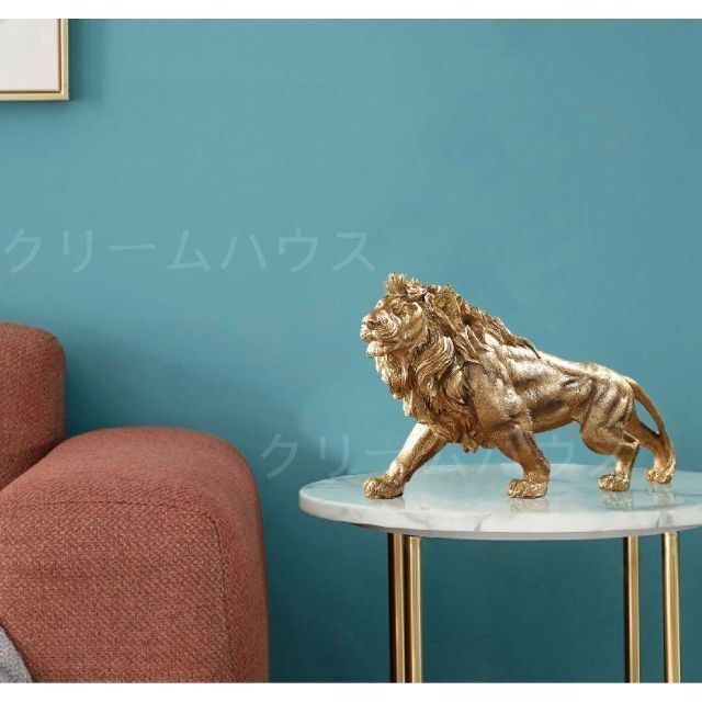 新品?未使用】高級 ゴールド 黄金ライオン 獅子 オブジェ 置物