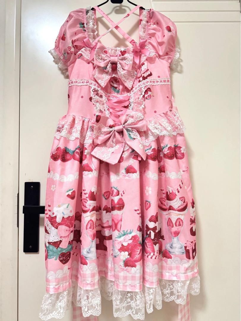 苺パフェ】イチゴ ロリータドレス リボン 可愛いゴスロリ 森
