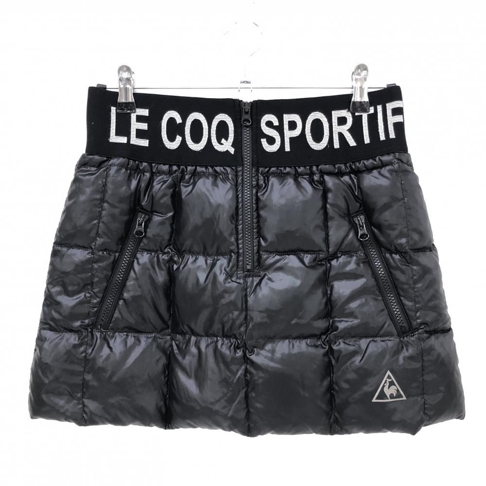 【超美品】ルコック ダウンスカート 黒×白 ウエストゴム ハーフジップ レディース 11 ゴルフウェア le coq sportif