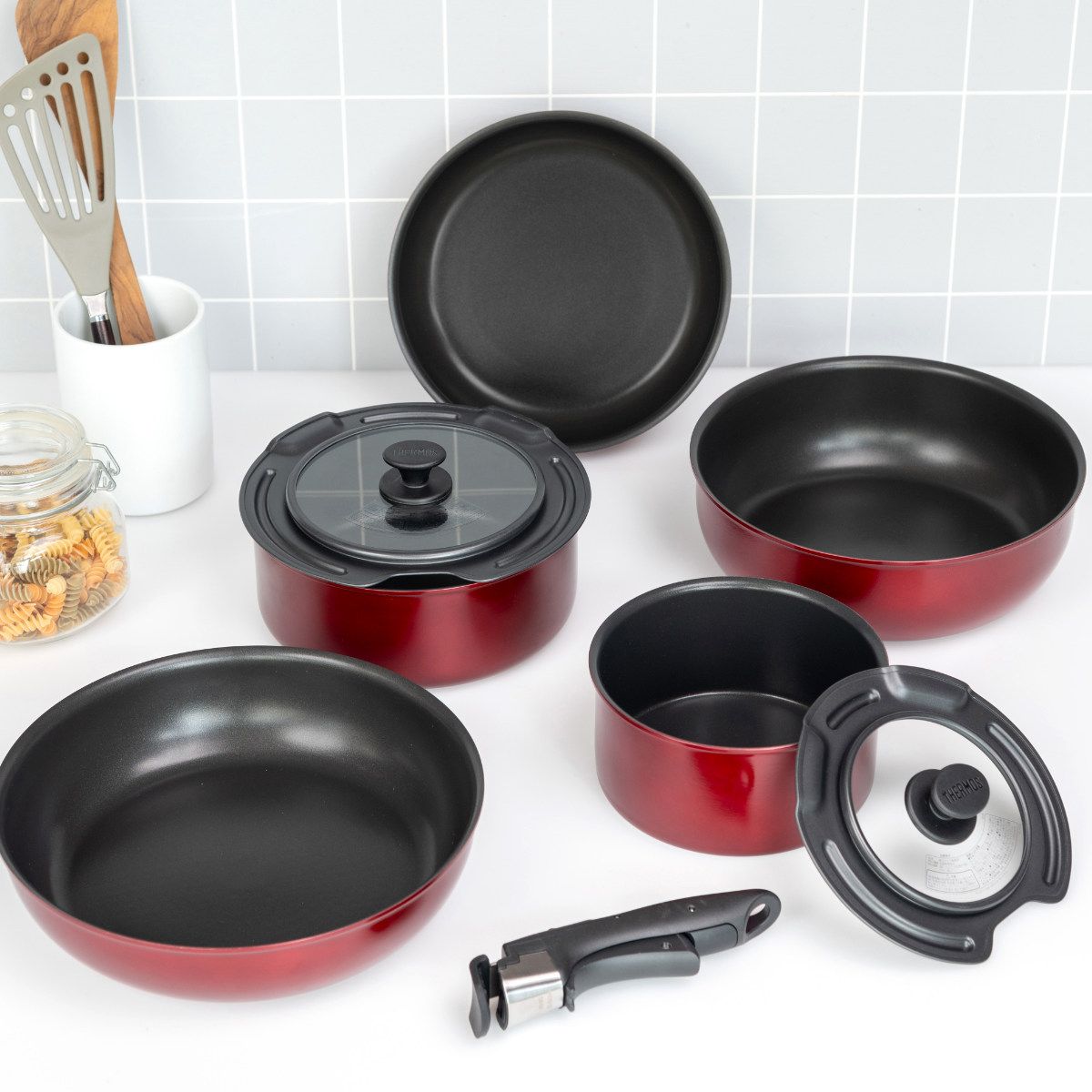 サーモス 取っ手のとれるフライパン8点セット IH対応 着脱ハンドル式