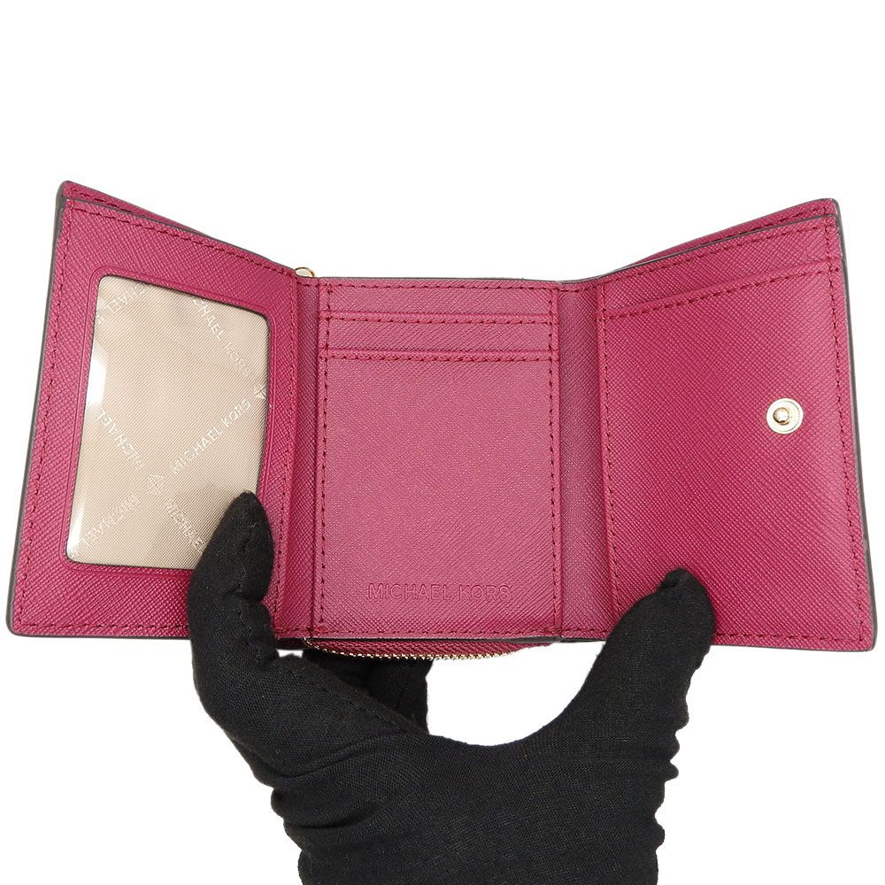 中古 未使用展示品 マイケルコース 三つ折り財布 35H9STVZ5L レザー マゼンタ マゼンタ シルバー金具 コンパクトウォレット レディース 女性 Michael Kors 中古】未使用展示品 マイケルコース 三つ折り財布 35H9STVZ5L レザー