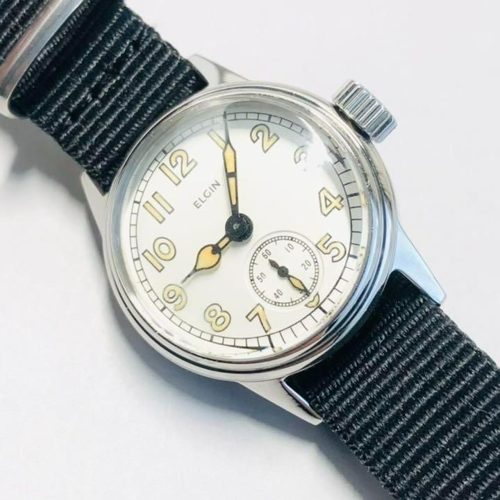 極美品・OH済】ELGIN/エルジン アンティーク WW2 ミリタリー 腕時計