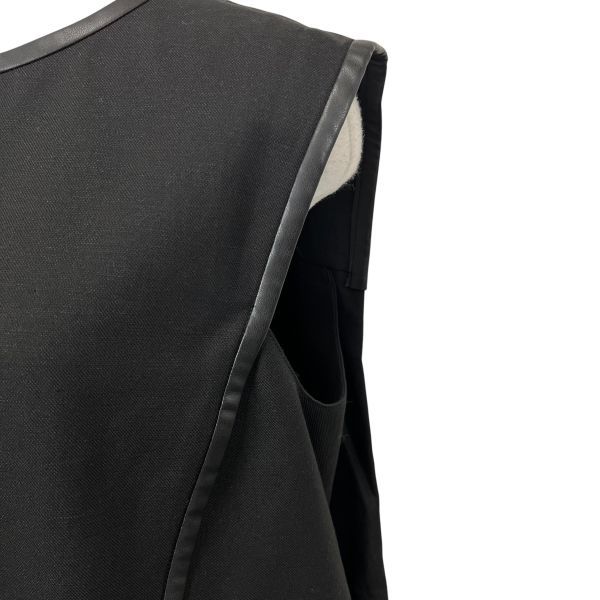 ◆ アドーア ADORE カットソー チュニック Vネック 黒 麻 フェイクレザー 38 S～M レディース S5V408