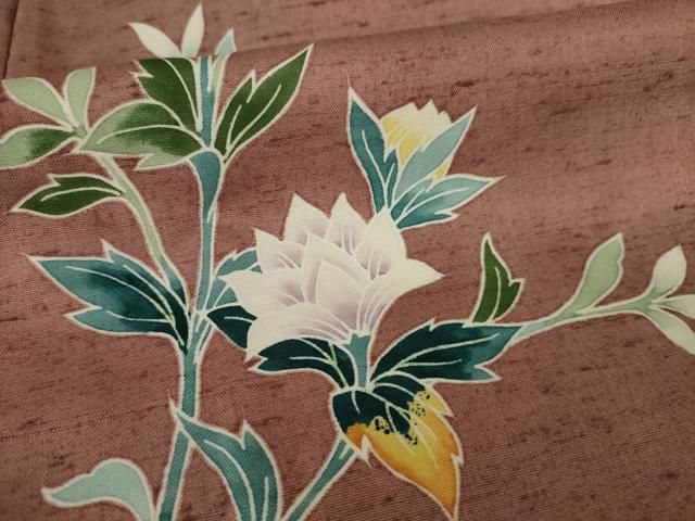 平和屋着物○訪問着 紬地 草花文 正絹 逸品 AAAY9879ck