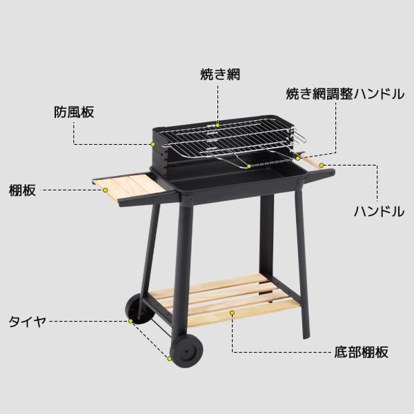 ブラック バーベキューコンロ 二段階ラック付き LOGOS☆バーベキューコンロM/高さ2段階/焼き網 トング 収納袋付/まとめ