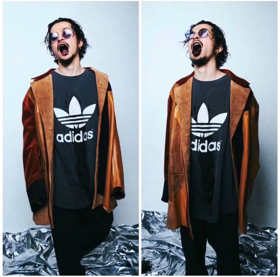 90s USA製 アディダス adidas Tシャツ 黒 両面プリント 常田大希 90s USA製 アディダス adidas Tシャツ 黒 両面プリント 常田大希