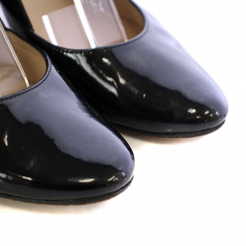 【美品】repetto 　ストラップパンプス37　エナメル×スエード　ブラック レペット Repetto パンプス ラウンドトゥ ハイヒール ストラップ