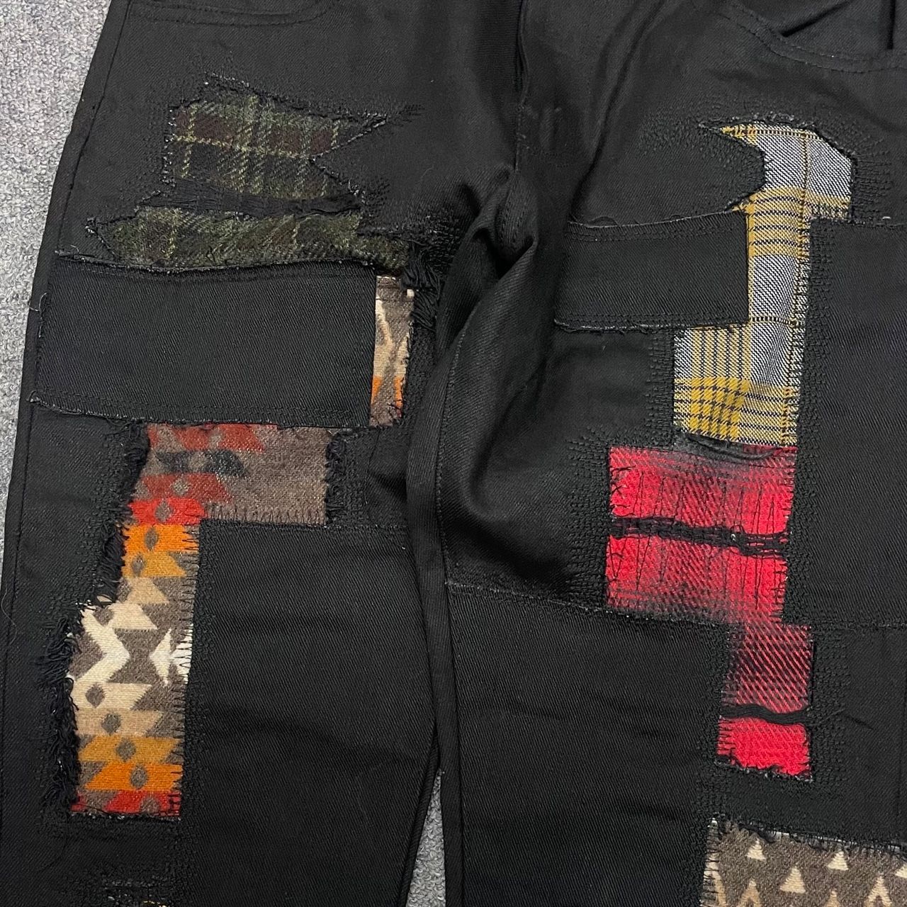 定価104,500円　JUNYA WATANABE MAN 22AW ジュンヤワタナベ マン 綿セルビッチデニム 多素材MIX PENDLETON  Wネーム P012 コラボ パッチワーク デニム パンツ ペンドルトン WJ-P012 S 　56558A