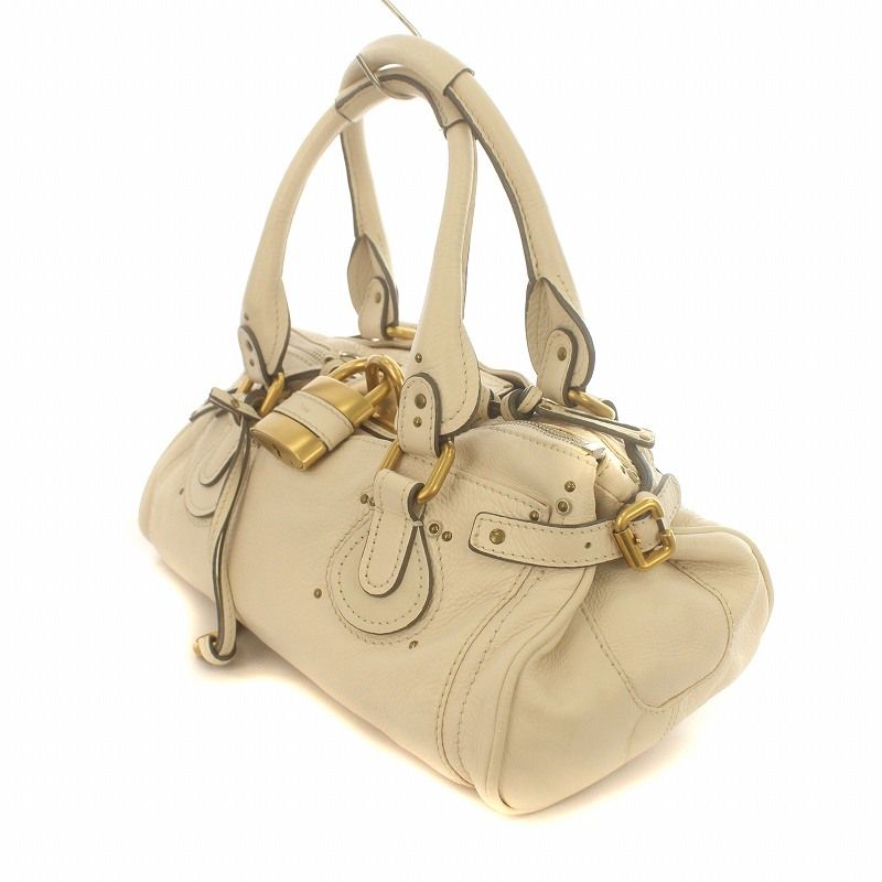 Chloé クロエパディントンアイボリー ロック付きハンドバッグ