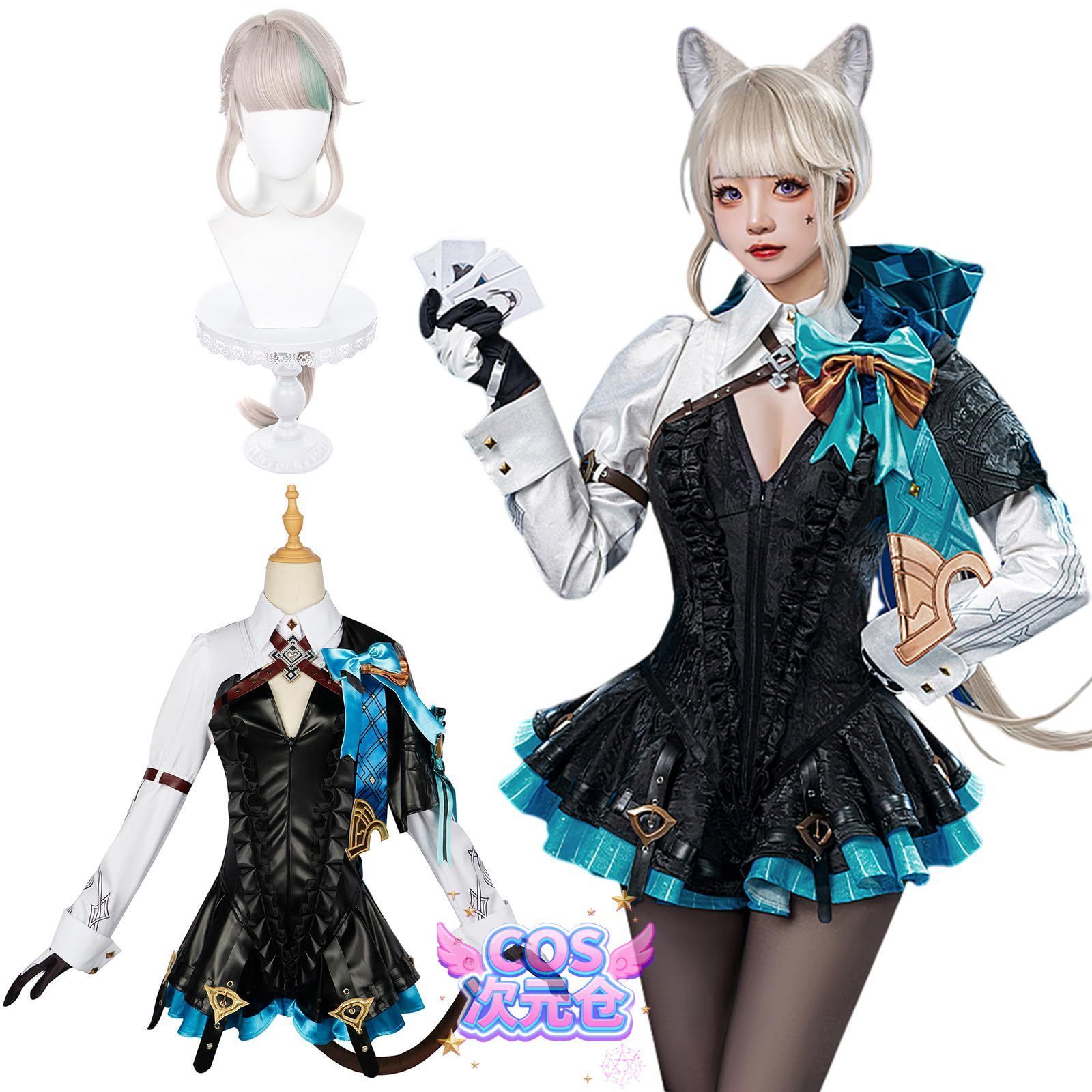 リネット ウィッグ付き 神併 リネット コスプレ ウィッグ付き リネの助手 原神 コスプレ衣装 フルセット コスチューム 大人用 仮装 文化祭 Genshin Lynette
