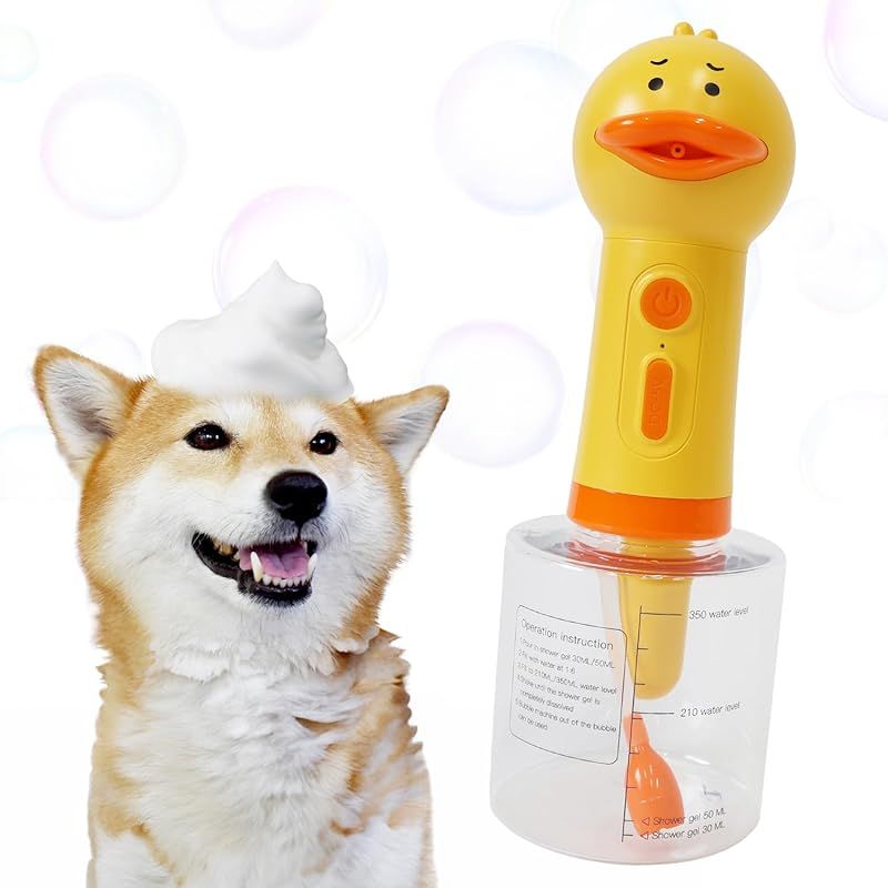 [MRG] ペット用 ソープディスペンサー 泡 犬 猫 シャンプー 泡立て器 電動 自動 アヒル 静音 子供 お風呂 グッズ (アヒル)