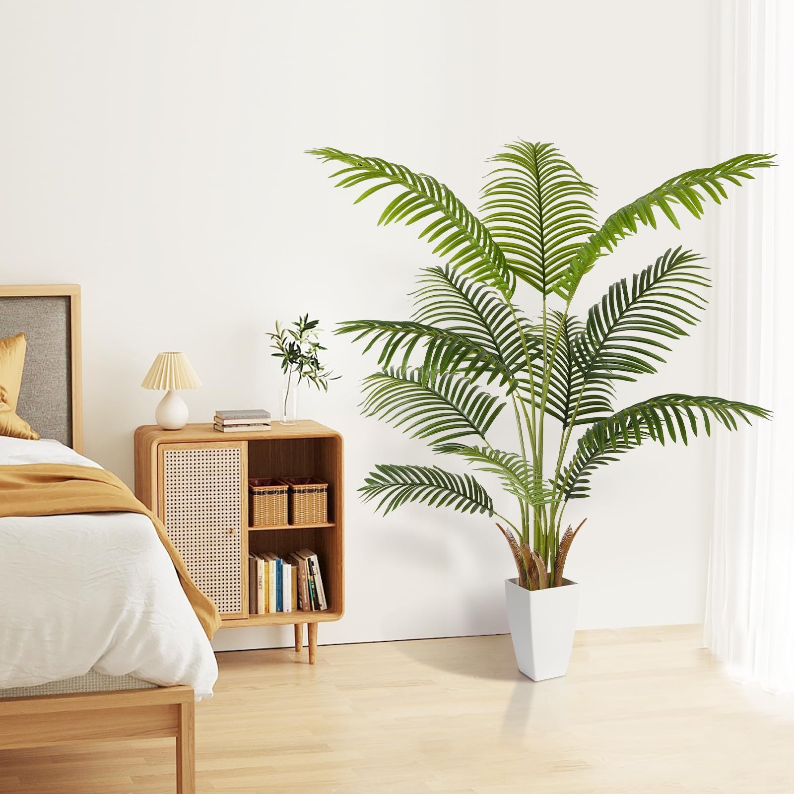 人気商品 高さ150cm 人工観葉植物フェイクグリーン 熱帯のヤシの木 造花 観葉樹 空気清浄 光触媒 消臭 抗菌 室内 ポットに入ったホーム-新築祝いの装飾に最適 YUZUMIYA_COM