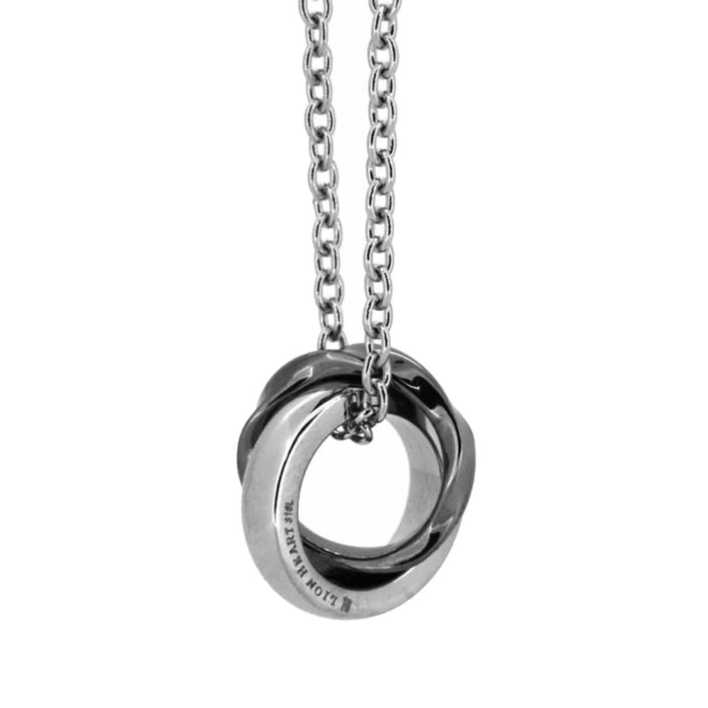 Color BLK ライオンハート LION HEART ウェーブダブルリング ネックレス|ステンレス シルバー ペア ネックレス ユニセックス 03NE0045 BLK 123500346BLK
