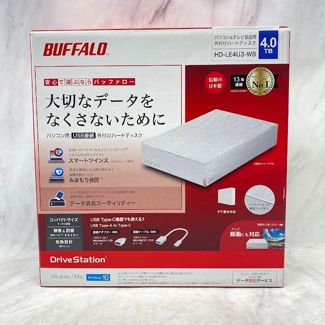 美品】バッファロー USB3.2(Gen.1)対応外付けHDD 4TB ホワイト HD-LE4U3-WB - メルカリ