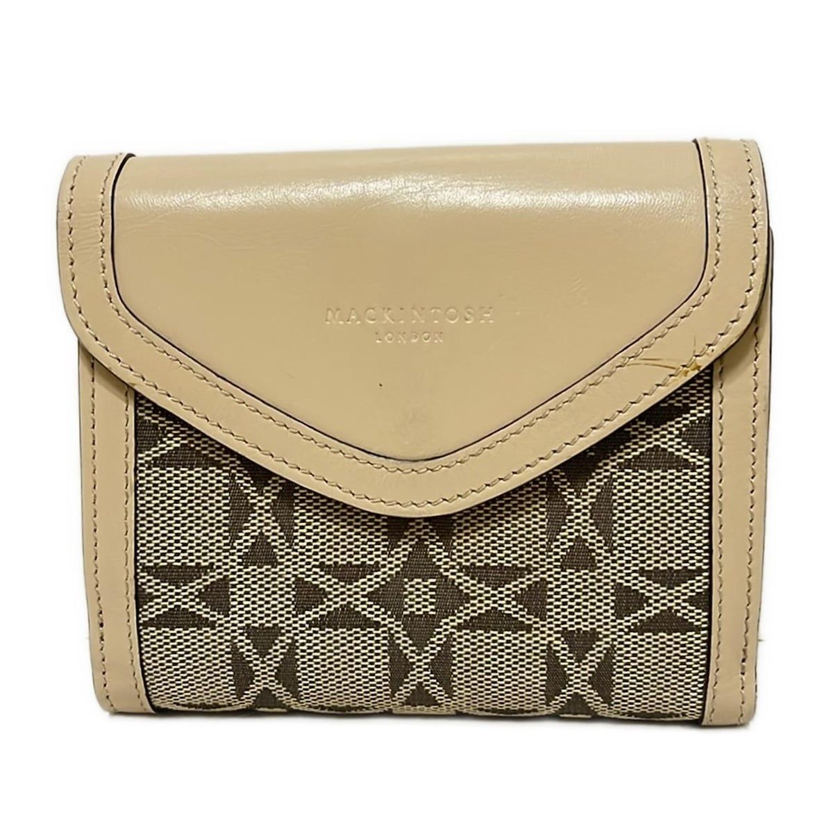 MACKINTOSH LONDON マッキントッシュロンドン 3つ折り財布 - ベージュ×ダークグレー レザー