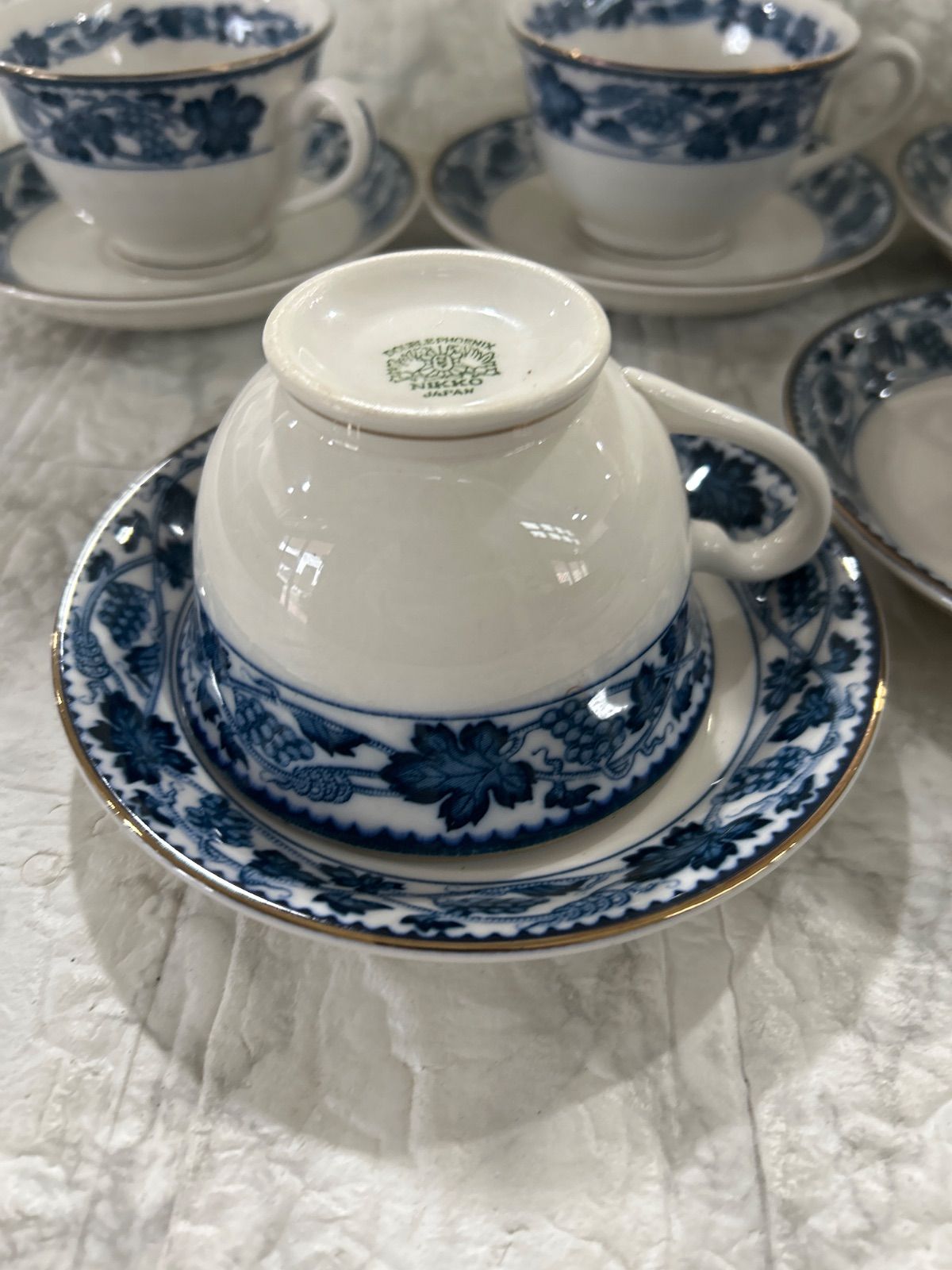 ニッコーNIKKOダブルフェニックス葡萄ヴィンテージカップ&ソーサー 5客