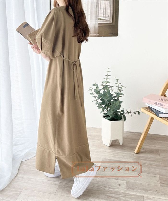 リブニット ロングワンピース 上品 ランタンスリーブ ゆったり ランタンスリーブロングワンピース