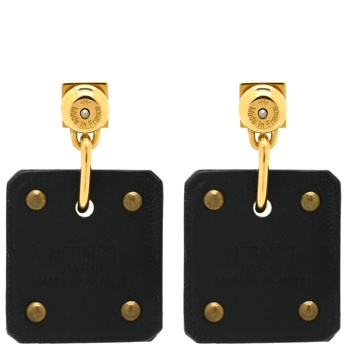 エルメス HERMES ピアス アス ドゥ クール ヴォースイフト メタル ブラックXゴールド エースオブハート 黒 Y刻印 箱