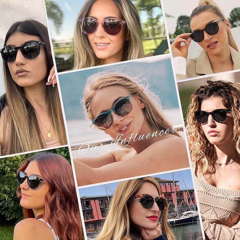 DUCO] サングラス レディース uvカット 丸サングラス ブラック