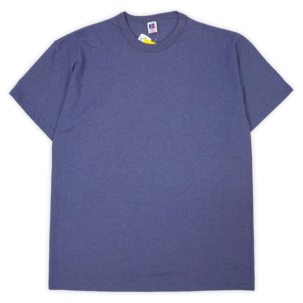未使用 デッドストック ラッセル RUSSELL 80s 90s 80-90年代 ブランクTシャツ 無地 バインダーネック 旧タグ USA ヴィンテージ ビンテージ VINTAGE アメリカ古着 メンズ Tシャツ カットソー ヘザーブル