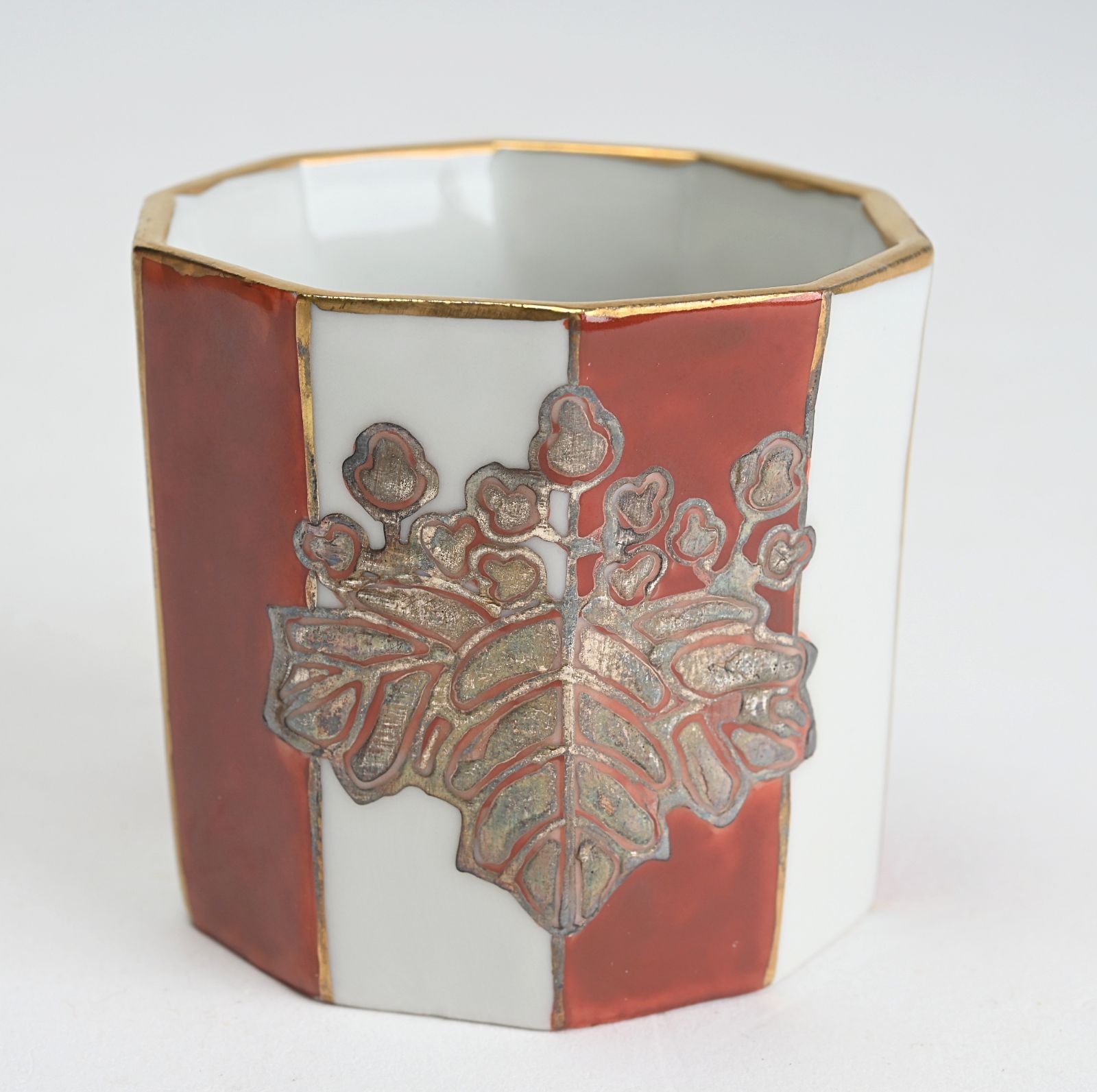 高野昭阿弥 色絵 桐紋幔幕 蓋置 共箱 茶道具