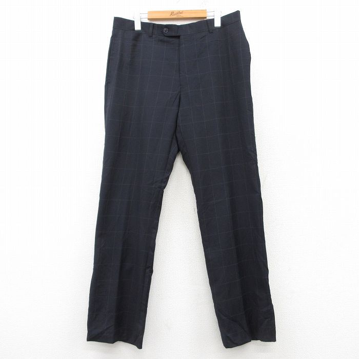 W34/古着 トミーヒルフィガー ブランド スラックス パンツ メンズ 濃紺他 ネイビー チェック 25mar10 中古 ボトムス ロング