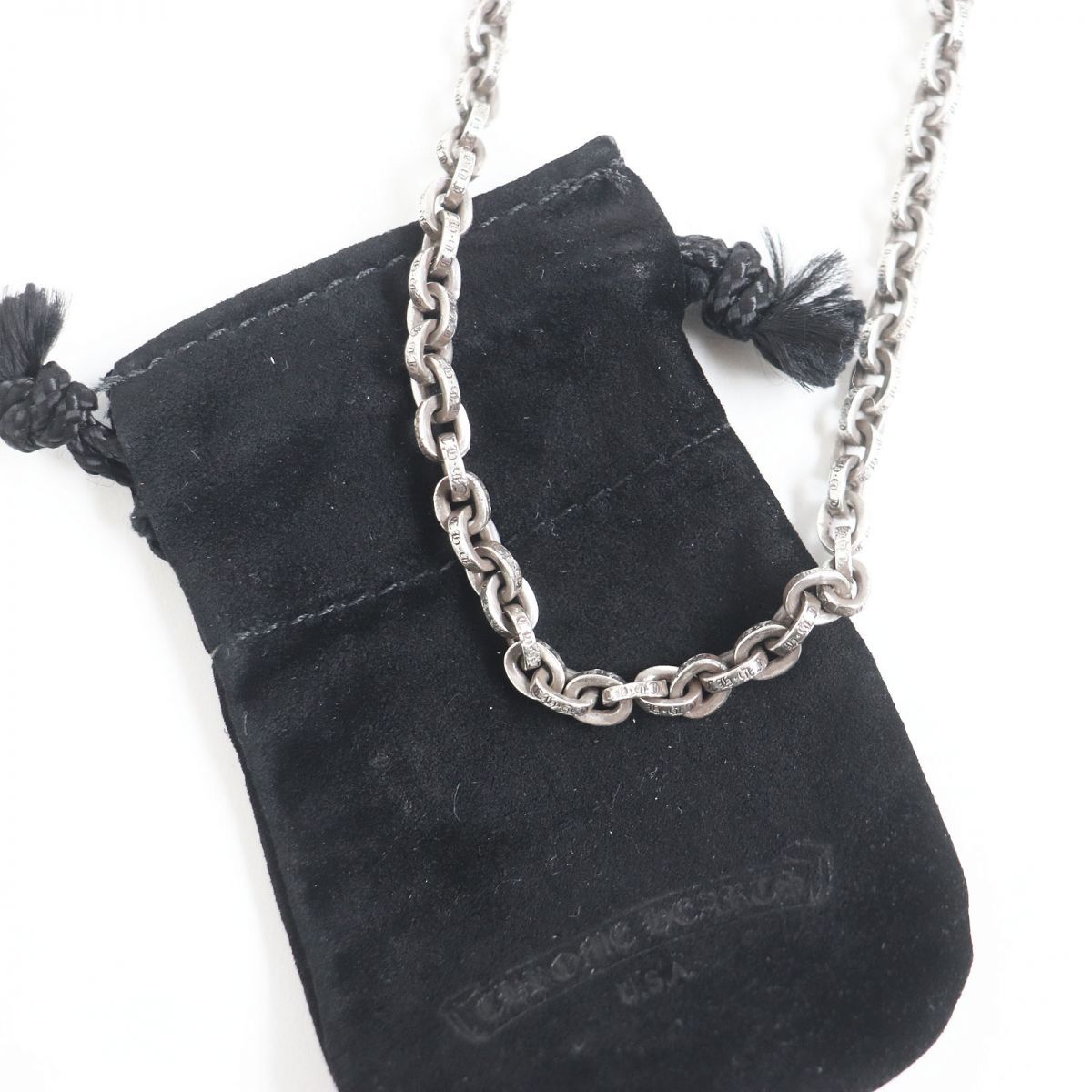 良品□CHROME HEARTS/クロムハーツ SV925×14K ペーパーチェーン ロゴ