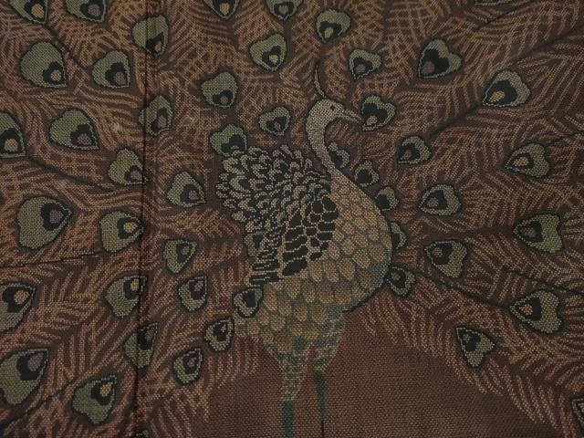 平和屋着物○本場大島紬 訪問着 9マルキ 孔雀 正絹 逸品 CAAS7273yc