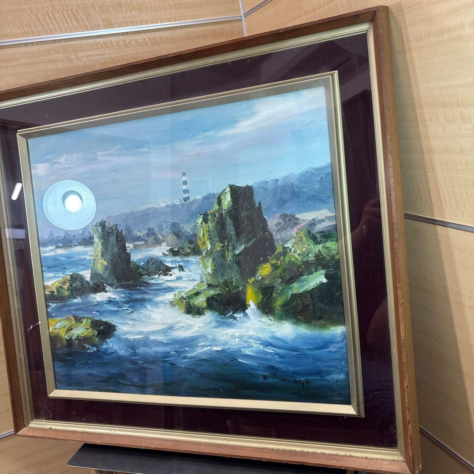 美しい海の風景 油彩画 金色フレーム 海の風景 油彩画 フレーム - メルカリ