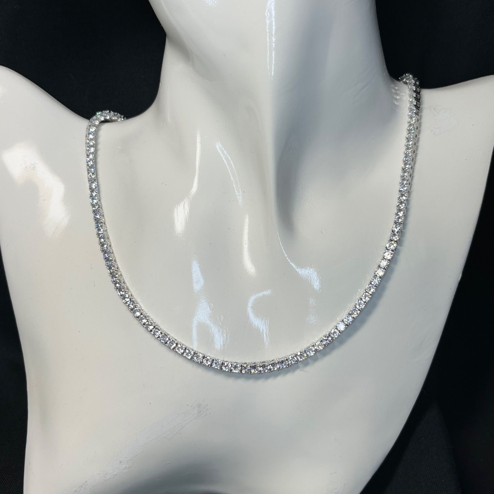 シルバー925 テニスチェーン テニスネックレス 18インチ3mm ジルコニア