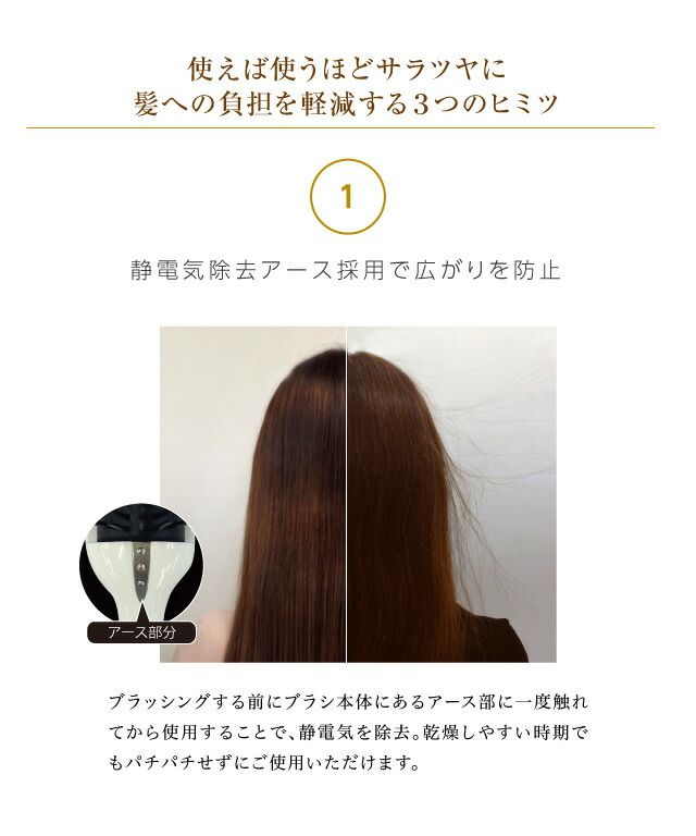 美容師さんの艶髪ブラシ 静電気除去タイプ　ヘアブラシ ブロー プレゼント 女性 ヘアケア ギフト ストレート ドライヤー ヘアーブラシ つやつや 美容院 美容室 サロン 保湿 エイジング 頭皮ケア 