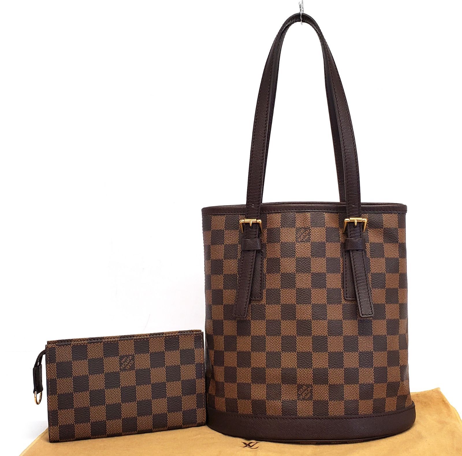 【良品】ルイ ヴィトン ダミエ マレ バケット ポーチ付 N42240 LOUIS VUITTON ルイヴィトン N42240 ダミエ マレ ポーチ無し
