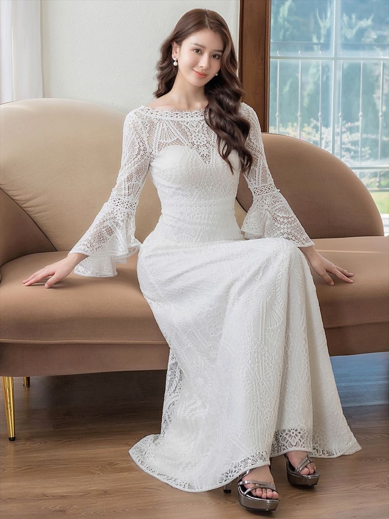 エルケイ ドレス ホワイト Sサイズ コンテスト 発表会 パーティ ナイトドレス オーダーメイド対応可