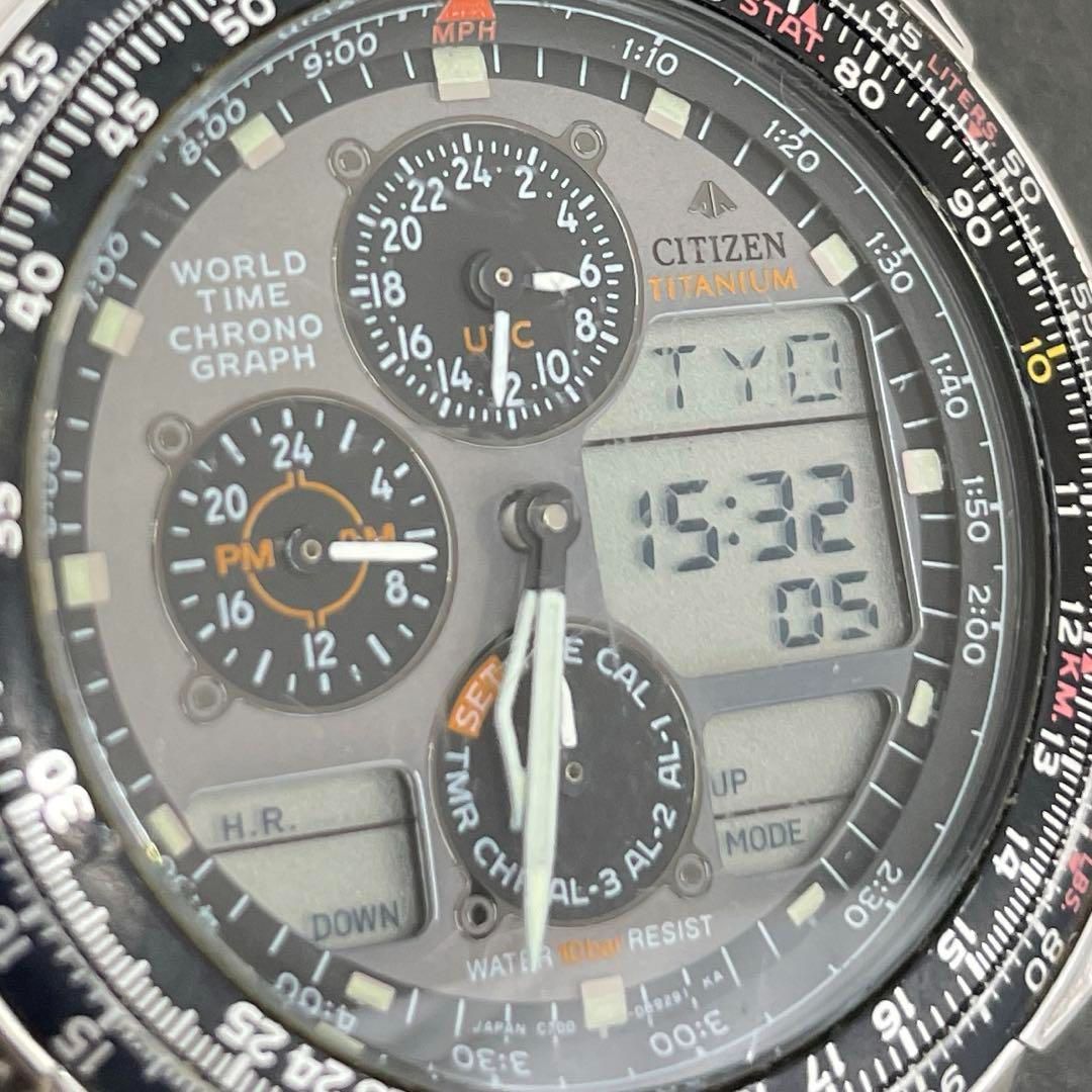 動作OK】CITIZEN 初代ナビホーク C300-E80141 チタン シチズン 