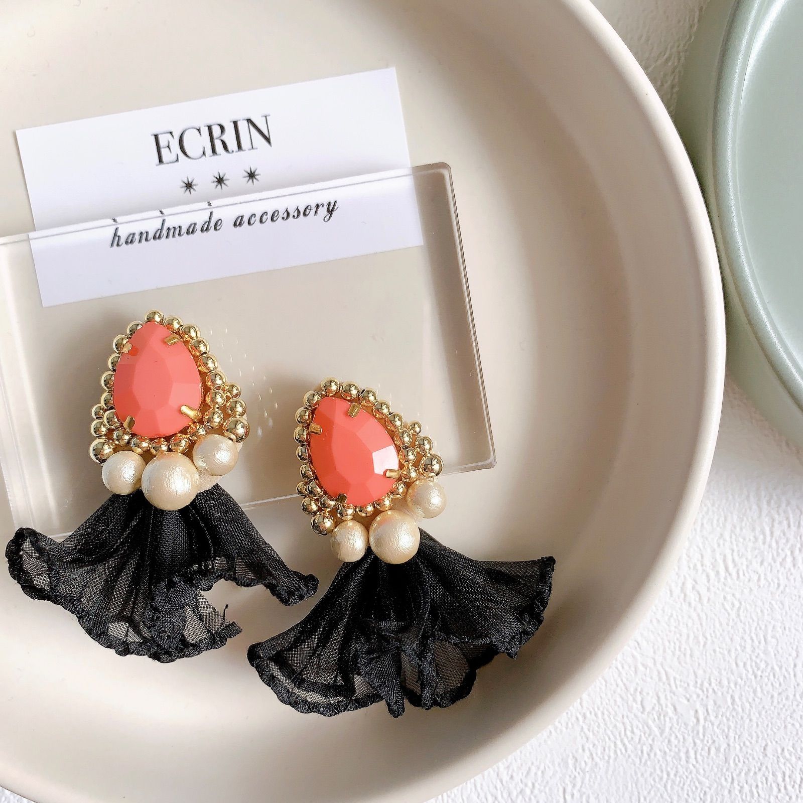 1695】クリア カラフル さざれ石 ハンドメイド アクセサリー ピアス