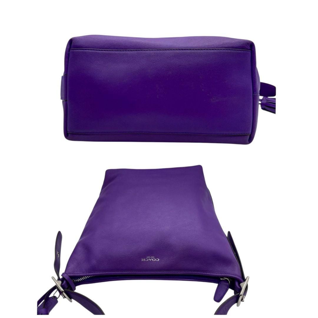 美品 コーチ ショルダーバッグ パープル レガシー ワンショル レザー  