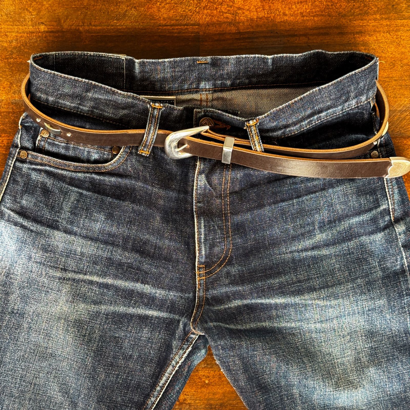 スタッズウエスタンベルトUKサドルチョコ01