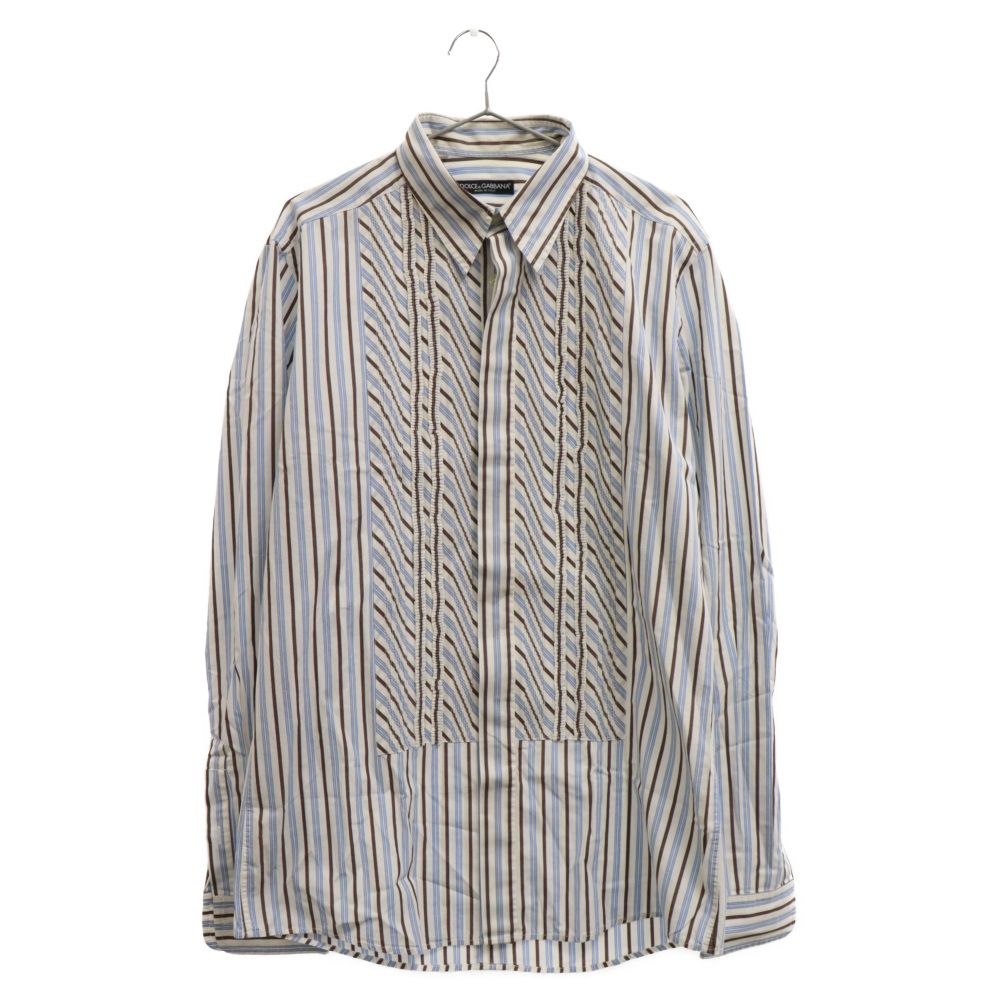 DOLCE u0026 GABBANA (ドルチェアンドガッバーナ) ストライプ ミニ フリル 長袖シャツ マルチ VSR62