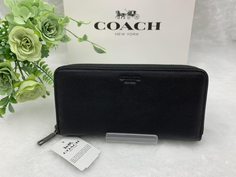 コーチ 長財布 COACH 財布 メンズ ブラック黒 シンプル アコーディオン ウォレット プレゼント 贈り物 ギフト ラウンドファスナー ロング ジップ ファッション レディース  新品 未使用 F58928 C169Z-25