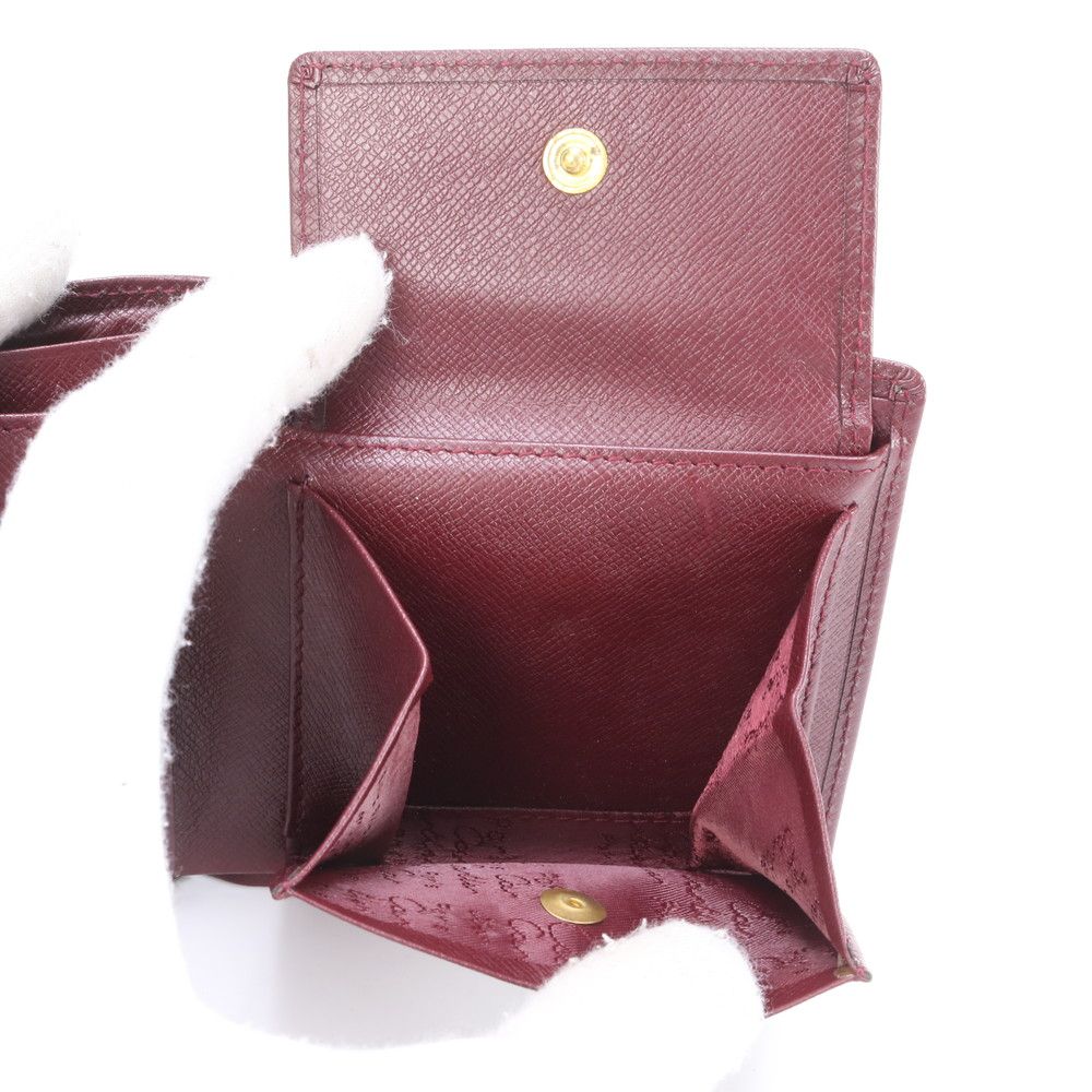 【美品】カルティエ マストライン 三つ折り財布 レザー がま口 ボルドー 美品】 Cartier / カルティエ | マストライン 三つ折り がま口 レザー