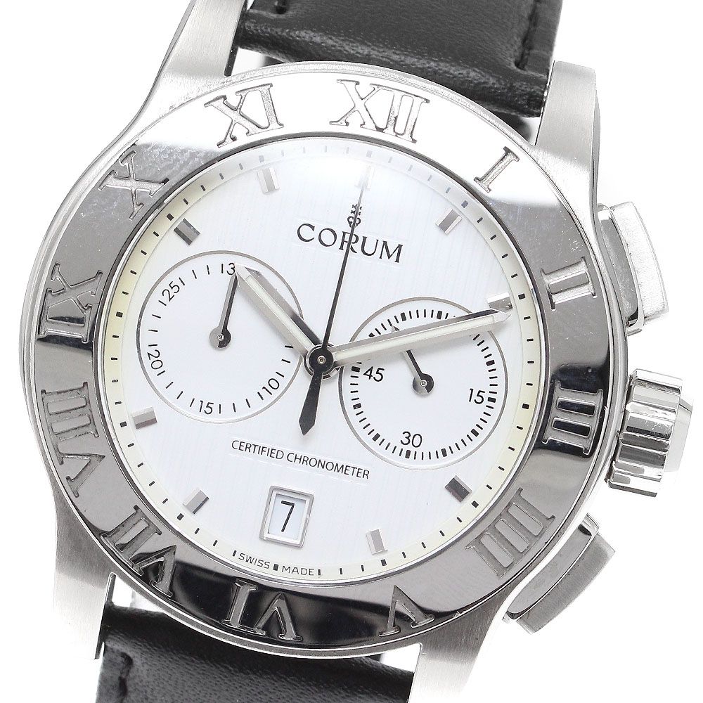 訳ありコルム CORUM 984.715.20|0F01 EB77 ロムロス クロノグラフ デイト 自動巻き メンズ保証書付き_909740