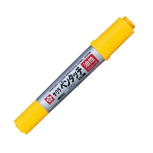 （まとめ） サクラクレパス油性マーカー ペンタッチツイン きいろ PK-T#3 1セット（10本）